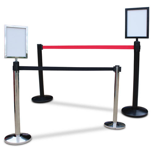 Retractable barrier A4 sign holder