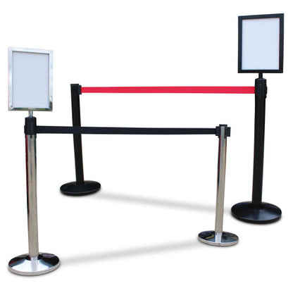 Retractable barrier A4 sign holder