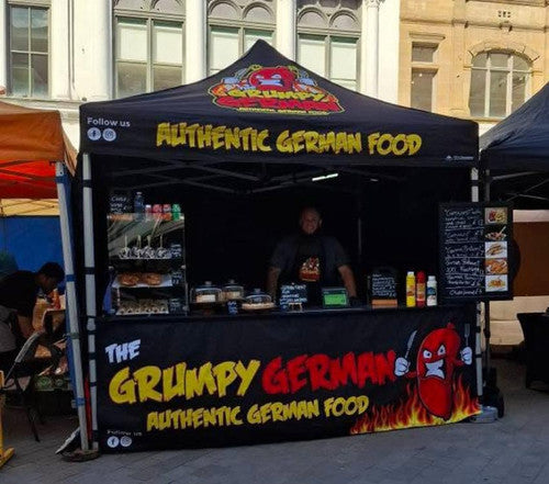 Branded gazebo with printed half wall