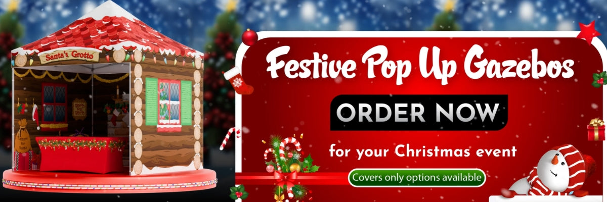 Load video: Animation of the TFH Gazebos pop up Santa's Grotto