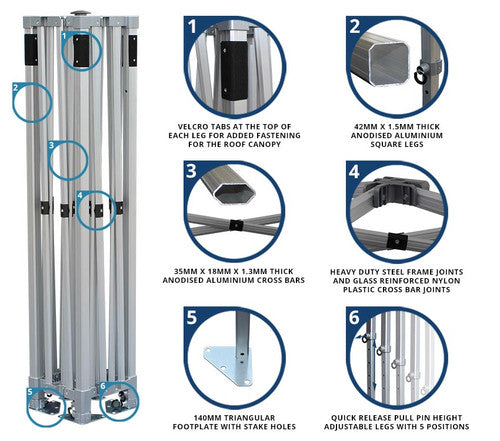 S42 Aluminium Heavy Duty Gazebo Frame 