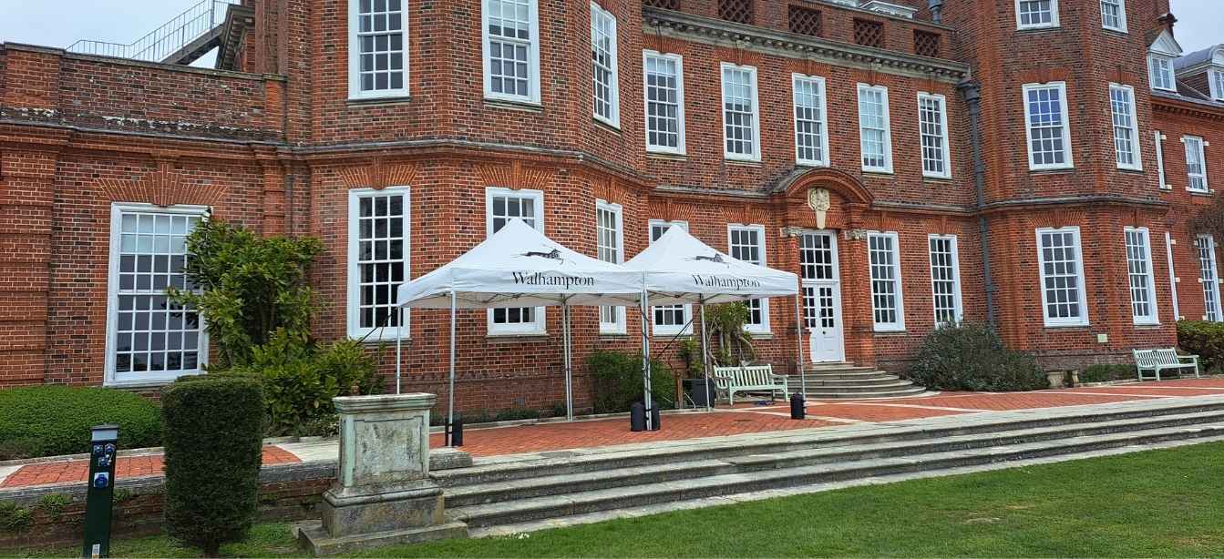 Two 3x3m pop up gazebos in school grounds in Hampshire, England